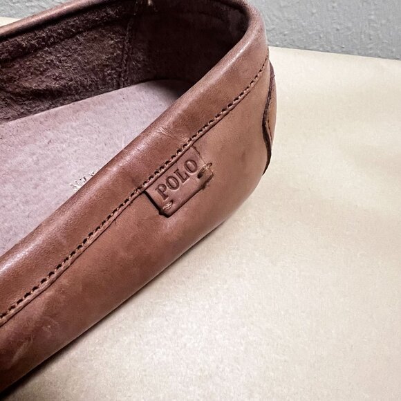 Polo Ralph Lauren Leather Loafers 10.5D Brown Mens Driving Shoes - Picture 2 of 9
